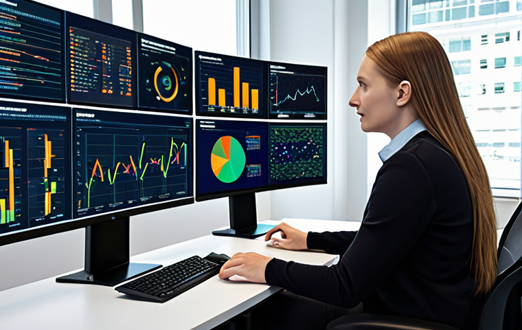 A vibrant, modern office scene depicting actuaries collaborating around large computer screens filled with complex data visualizations. Highlight AI interfaces and dashboards displaying predictive modeling results. The setting should evoke a sense of innovation and technological advancement within the actuarial field. Emphasize the shift from traditional statistical models to machine learning and big data analytics. Include subtle Swedish design elements for local context.